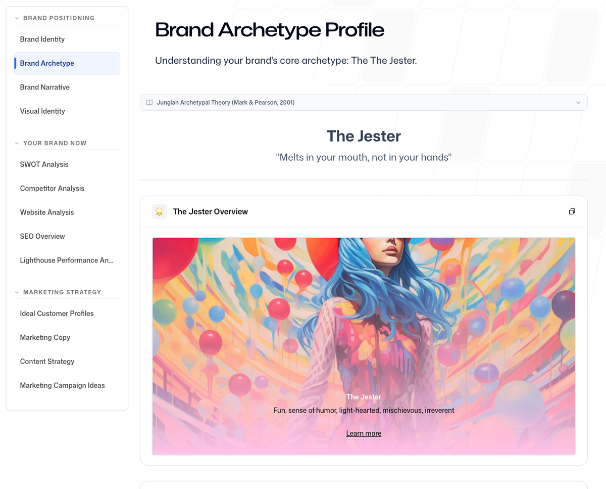Branding5 brand archetype analysis screen
