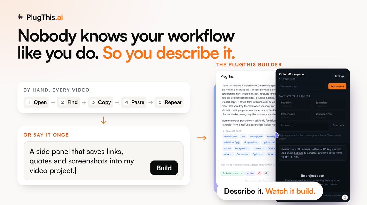 PlugThis AI built-in code editor and live preview