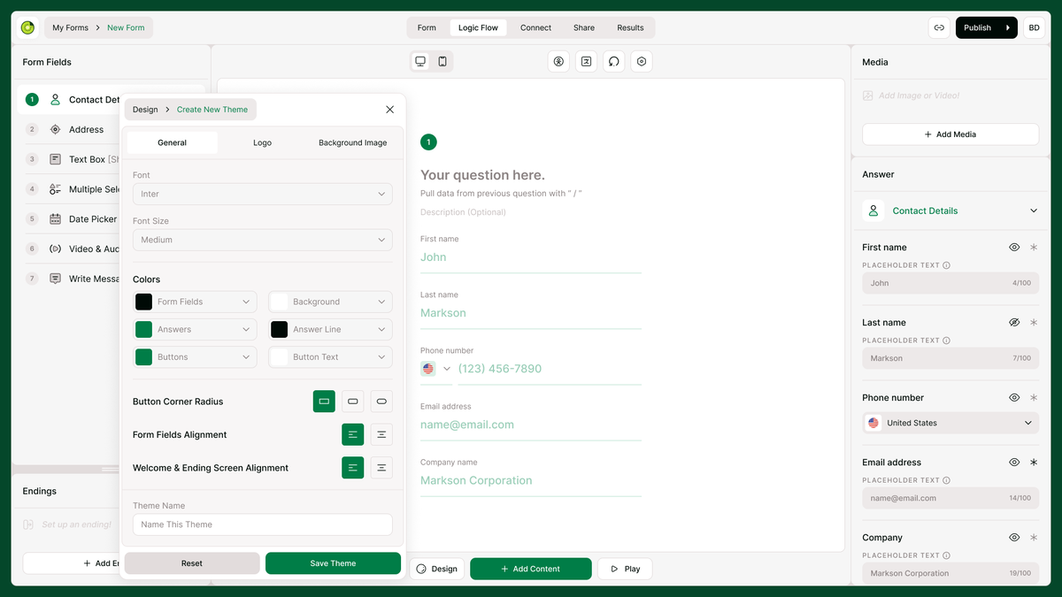 Kiwiform analytics dashboard showing submissions and completion rates