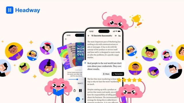 Headway app showing a 15-minute book summary collection