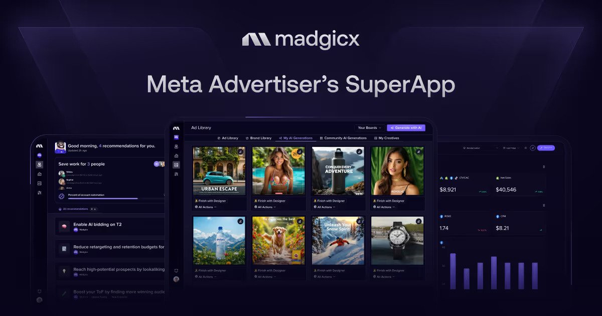Madgicx dashboard showing Meta ad campaign analytics