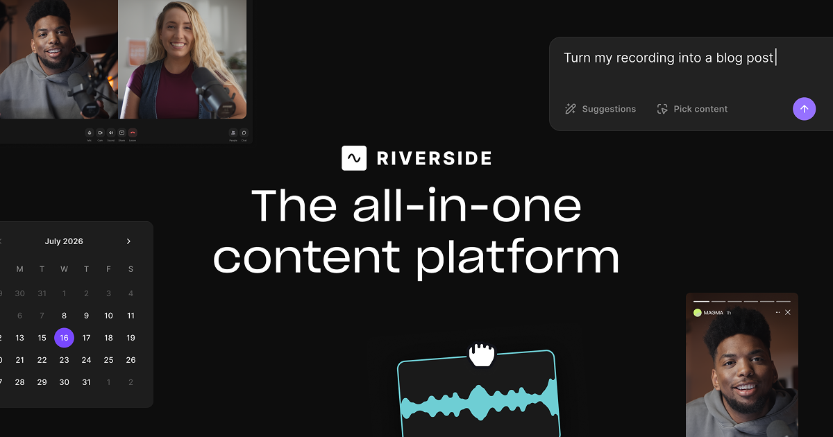 Riverside remote recording studio interface