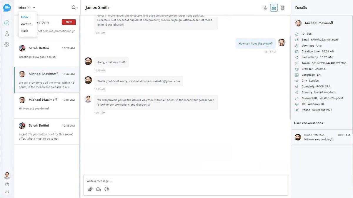 Support Board multichannel chatbot and live chat dashboard