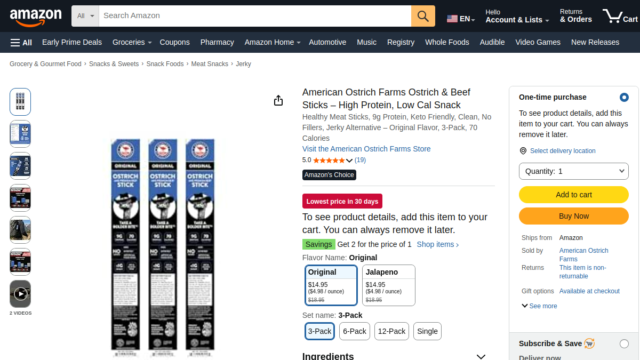 Ostrich & Beef Snack Sticks