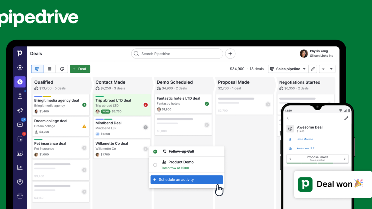 Pipedrive visual sales pipeline dashboard