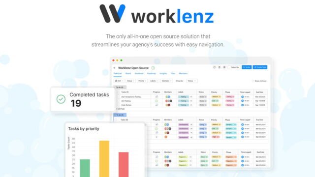 Worklenz project dashboard with Kanban board and task list views