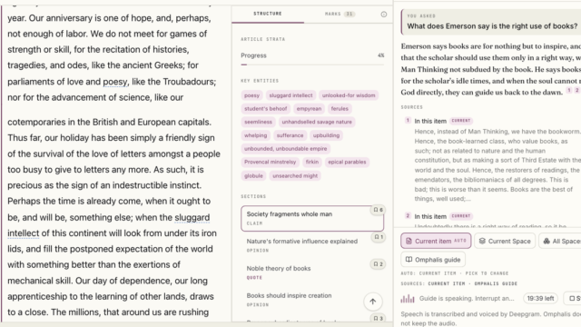 Asking Omphalis a spoken question about a saved article