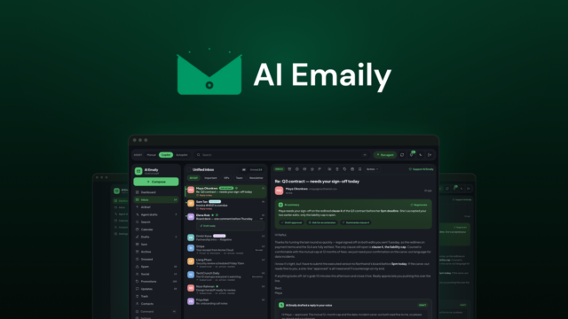 AI Emaily unified inbox showing connected email accounts