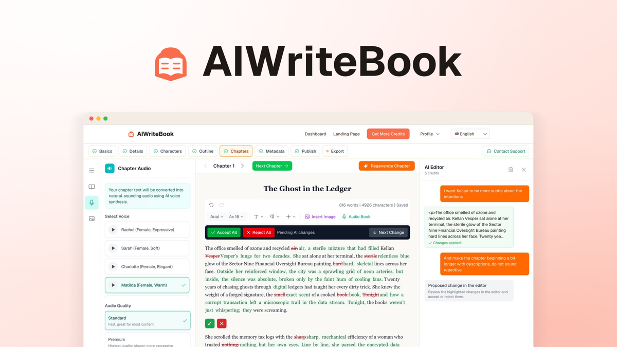 AIWriteBook AI book-writing workspace overview
