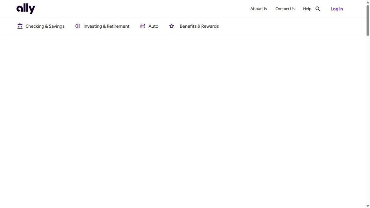 Ally Bank website homepage