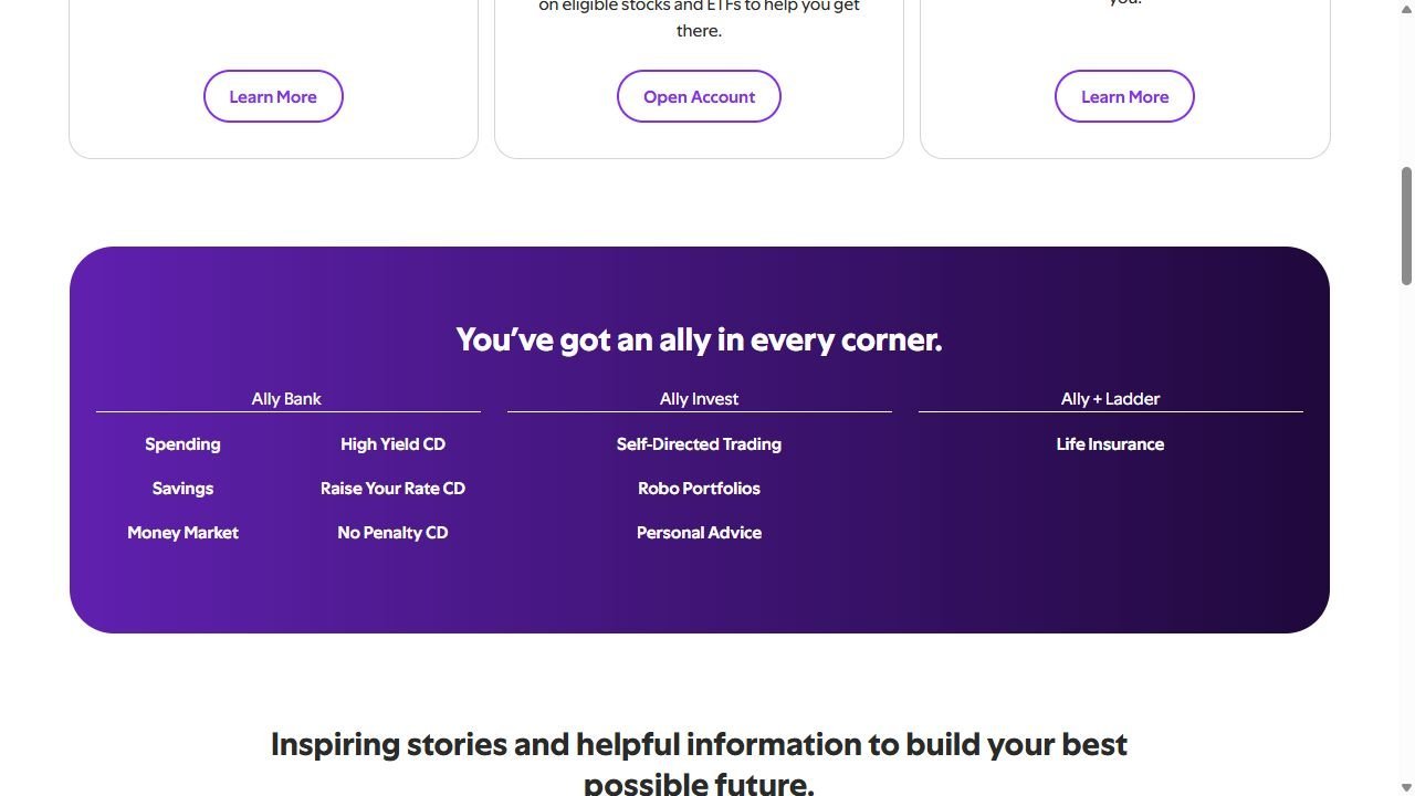 Ally Bank checking and savings account options