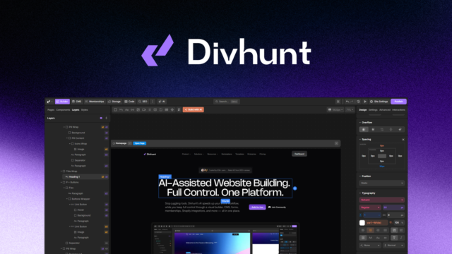 Divhunt no-code visual website builder header image