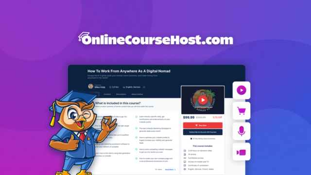 OnlineCourseHost.com branded course dashboard