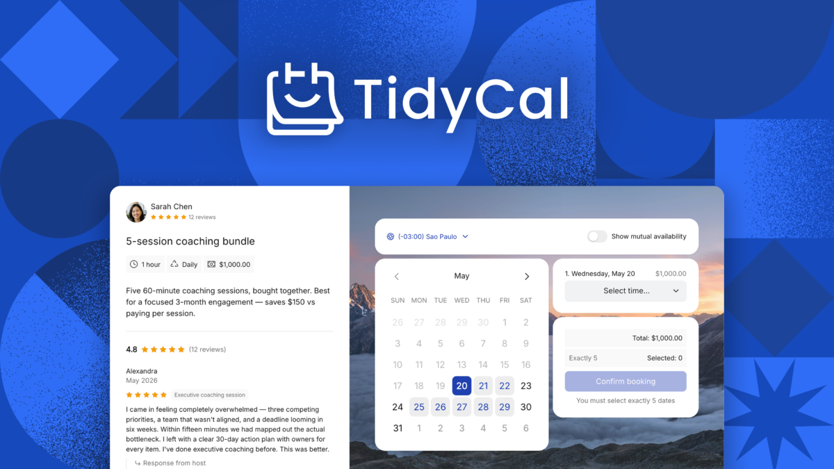 TidyCal booking page overview screen