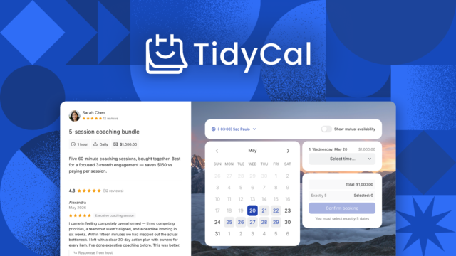 TidyCal booking page overview screen