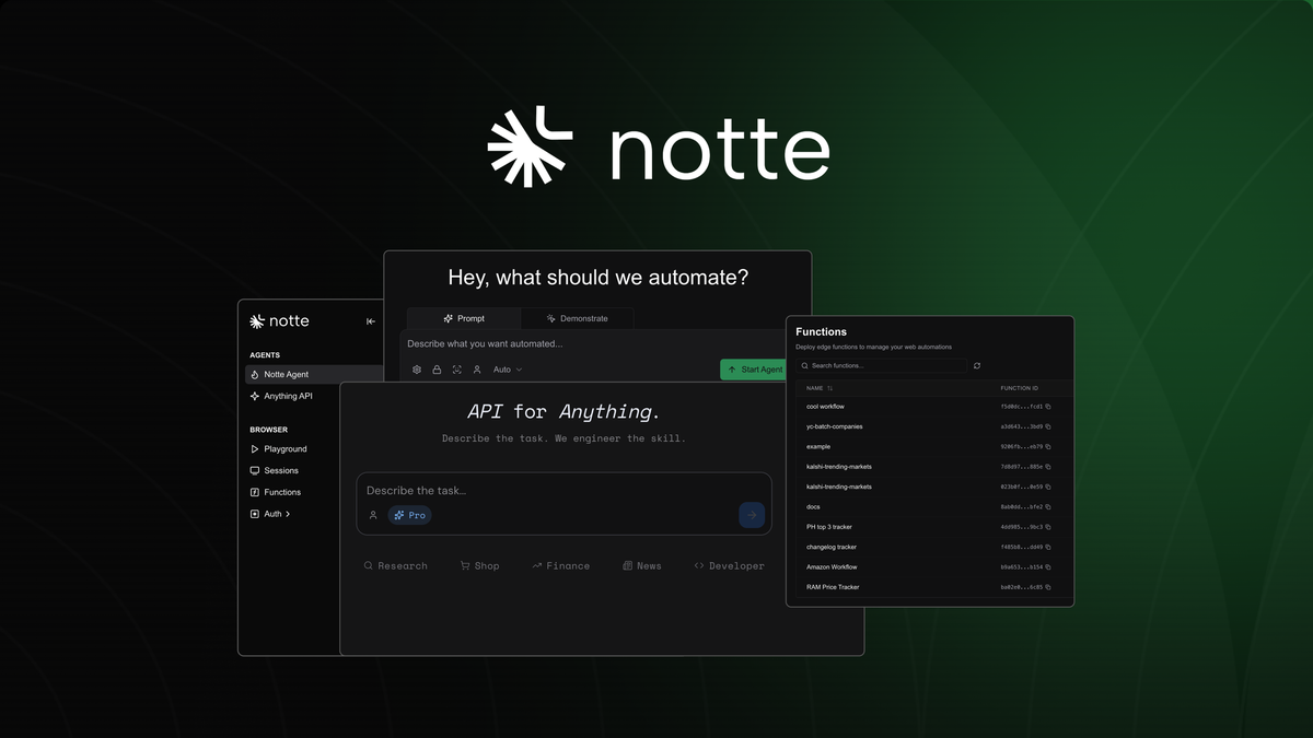 Notte browser automation console overview