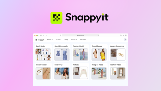 Snappyit product page showing AI-generated apparel photography