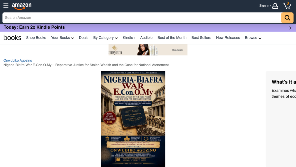 Nigeria-Biafra War E.Con.O.My: Reparative Justice for Stolen Wealth and the Case for National Atonement