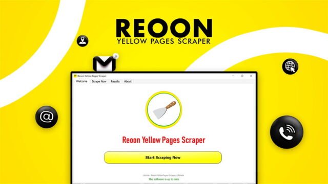 Reoon Lead Scraper dashboard pulling Yellow Pages business listings