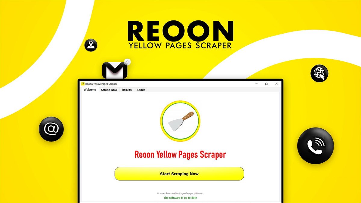 Reoon Lead Scraper dashboard pulling Yellow Pages business listings