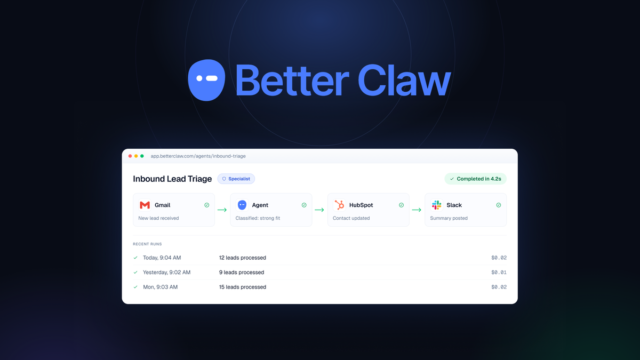 BetterClaw no-code AI agent builder overview screen