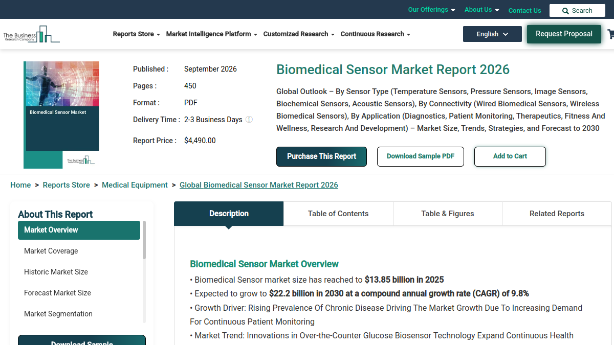 Biomedical Sensor Market Report 2026