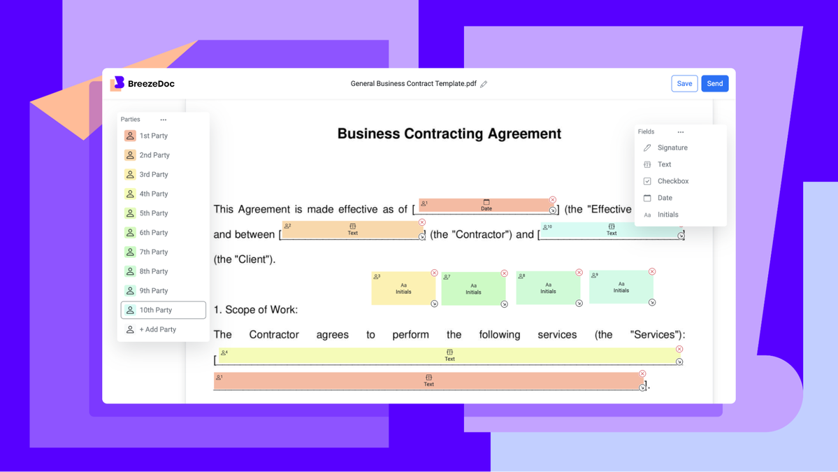 BreezeDoc document activity log and tracking screen