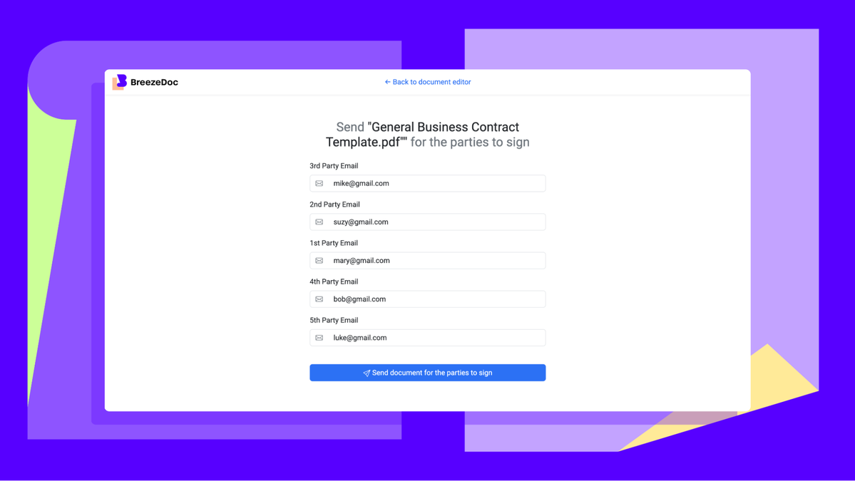 BreezeDoc automated reminder and notification email settings