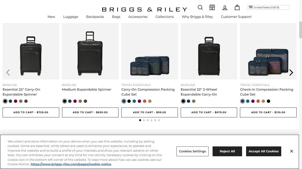 Briggs & Riley luggage collections