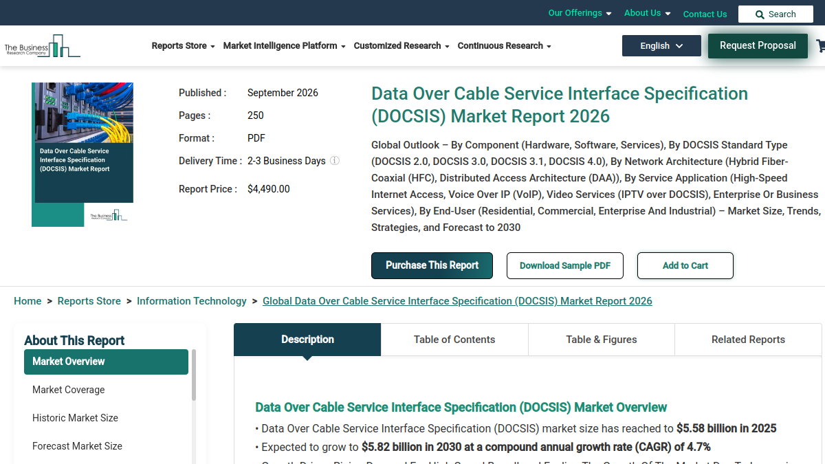 Data Over Cable Service Interface Specification (DOCSIS) Market Report