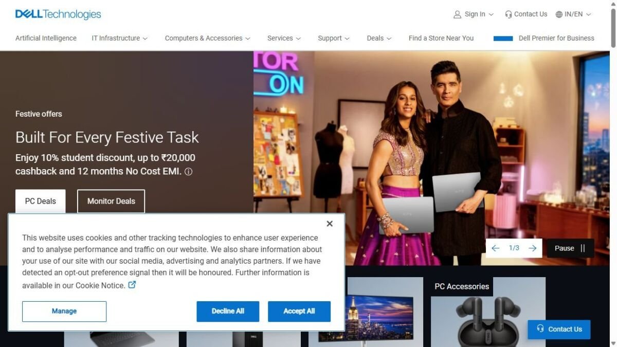 Dell website homepage