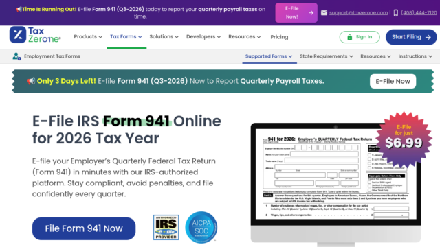TaxZerone Form 941 E-Filing Service