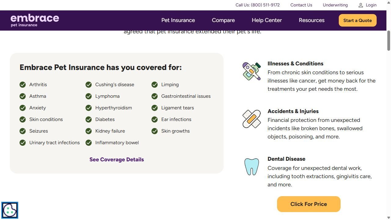 Embrace Pet Insurance coverage and plans
