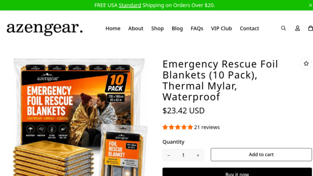 aZengear Emergency Foil Blankets (10-pack)