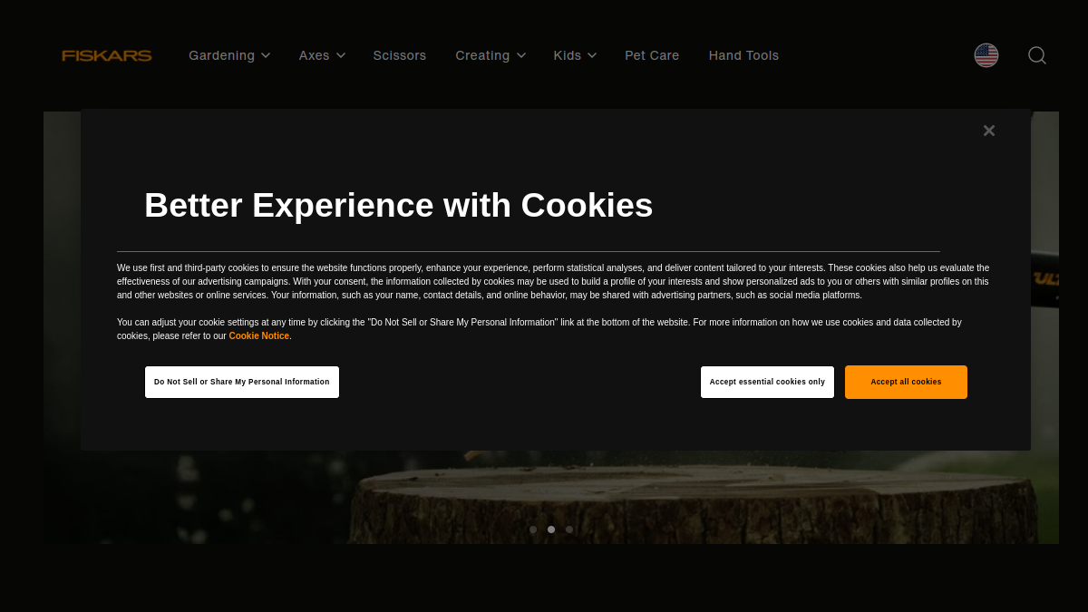 Fiskars website homepage