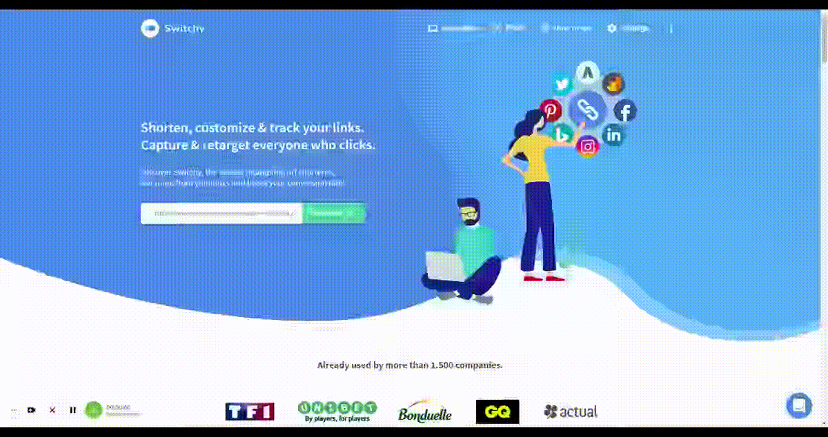 Switchy link customization screen with branded title and preview image