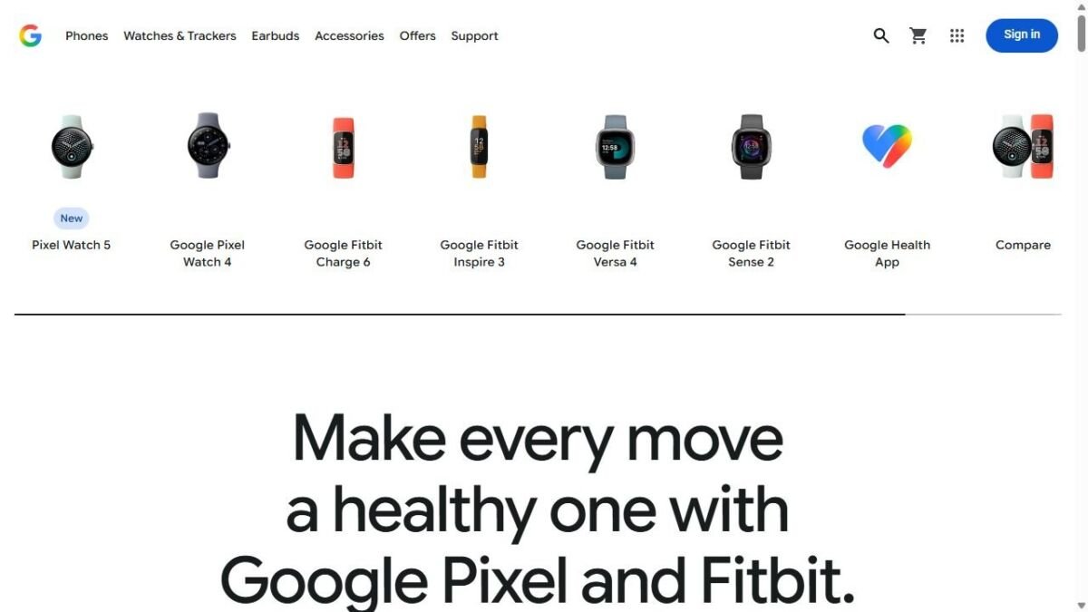 Fitbit website homepage