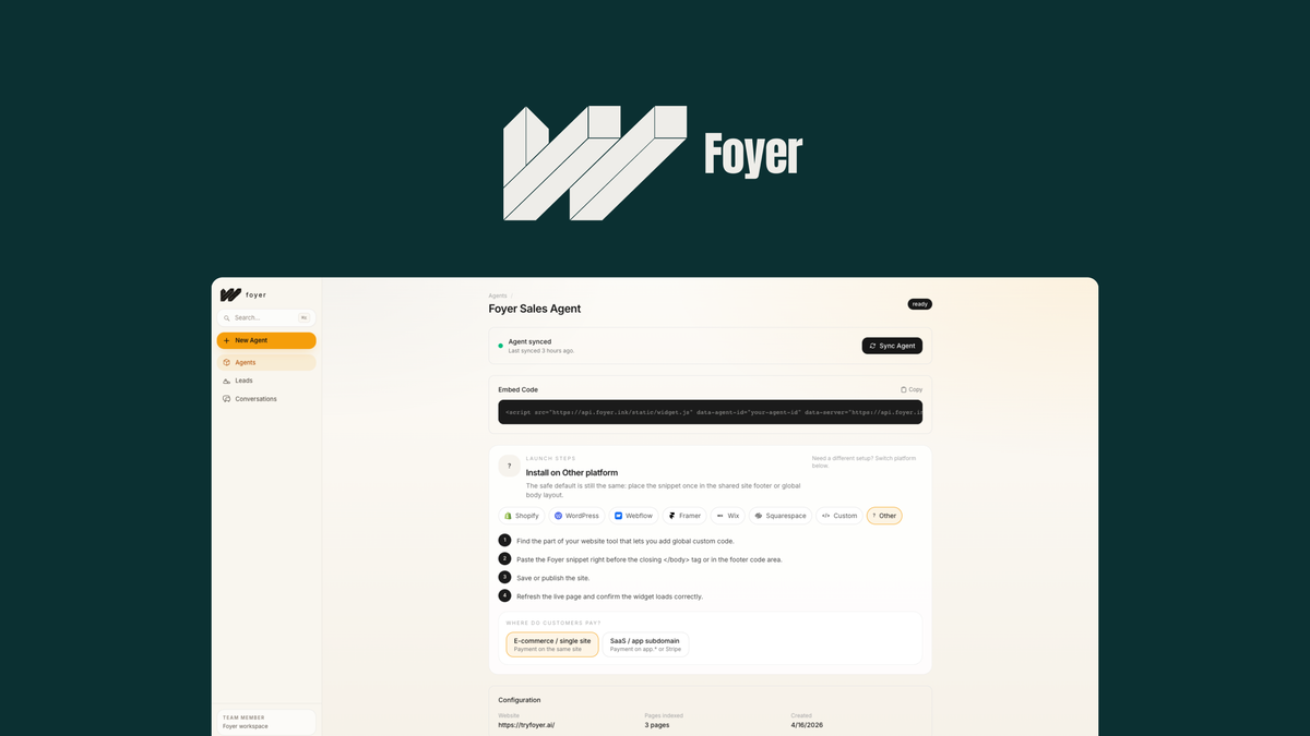 Foyer voice agent widget on a website