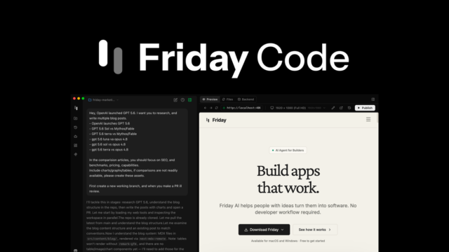 Friday Code desktop AI app builder workspace