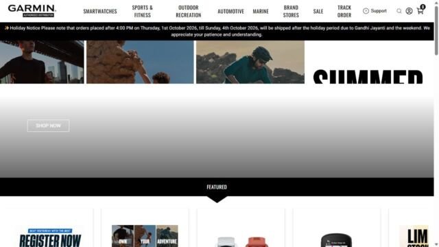 Garmin website homepage