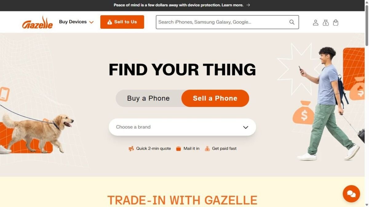Gazelle website homepage