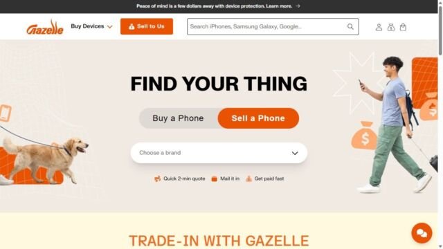 Gazelle website homepage