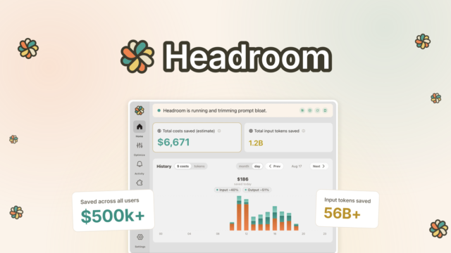 Headroom menu bar app dashboard showing token savings