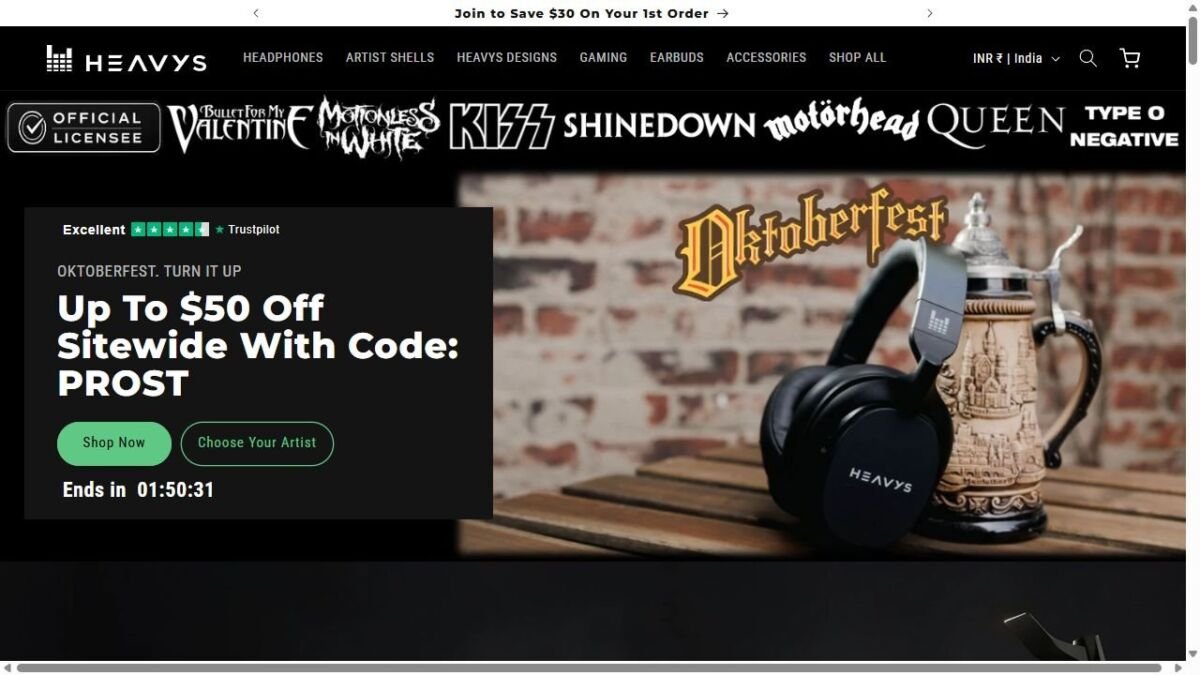 Heavys website homepage
