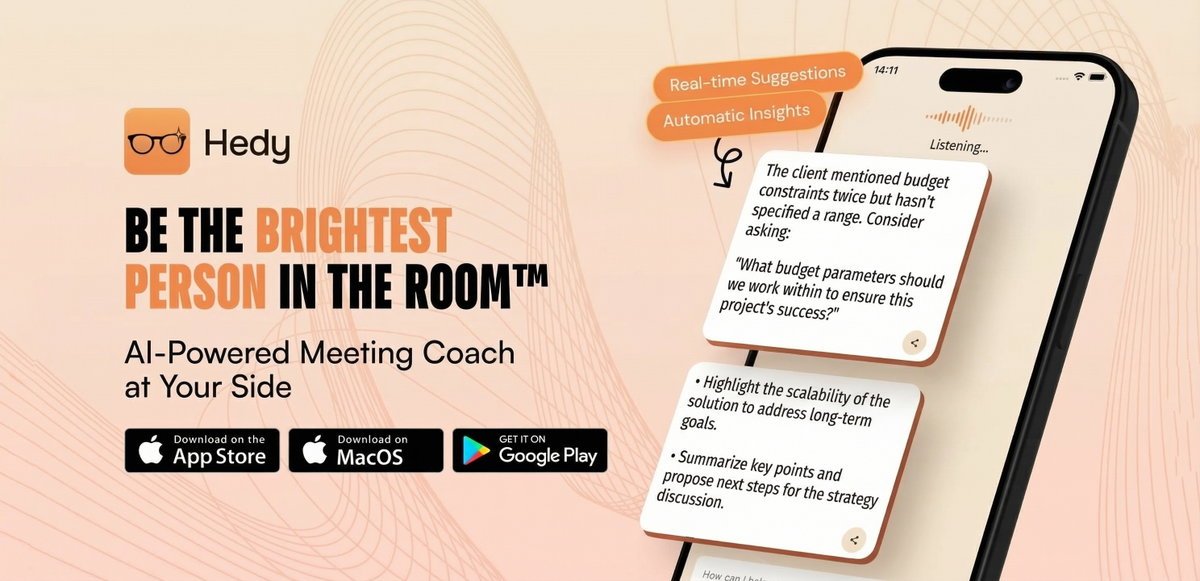 Hedy AI real-time meeting coaching interface