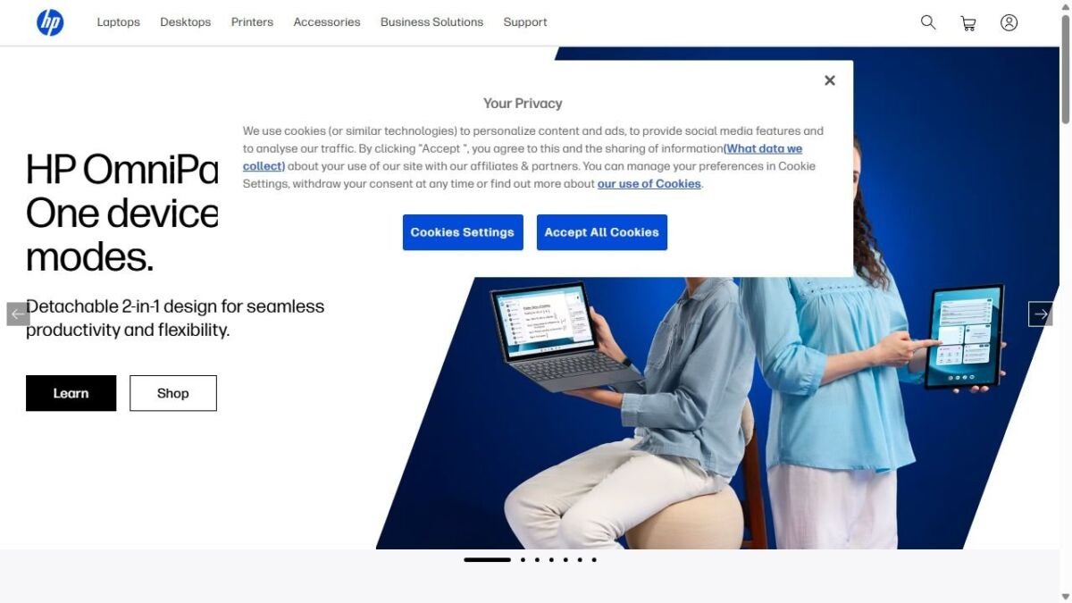 HP website homepage