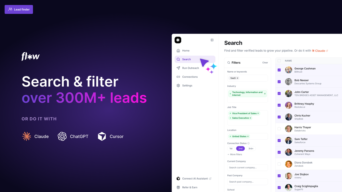 Flow AI automated LinkedIn outreach sequence builder
