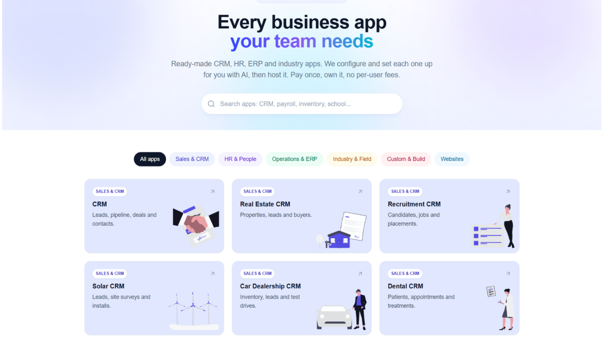 Fuzen AI chat interface for building a business app