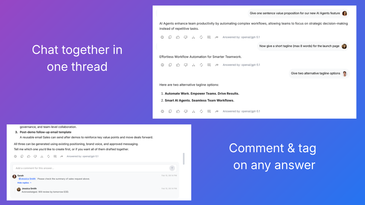 WorkLLM shared team AI thread screenshot