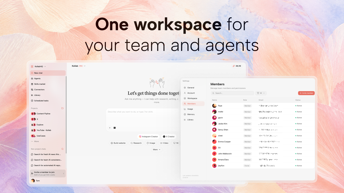 Kollab Skills Market showing reusable workflow templates